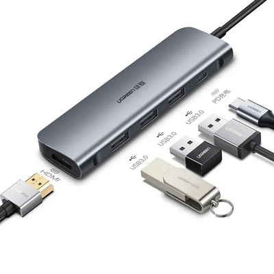 Good price USB C Hub 5 in 1 Multiport Adapter 100W Power Delivery, 3 USB 3.0 Data Ports, 5Gbps Transfer Speed online