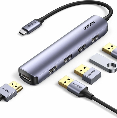 Good price USB C Hub Adapter 4K 30Hz USB C to HD-MI Adapter 4 USB 3.0 Ports Type C Multiport Adapter High-speed Data Transfer online
