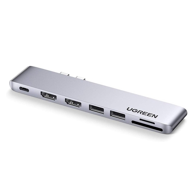 Good price USB C to Dual-HDMI Adapter 7 in 1 USB C Thunderbolt 3 Adapter to Dual HDMI 2 USB3.0 100W PD Port USB C to SD TF Card online