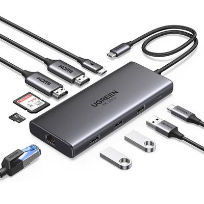 Good price Revodok Pro 210 Docking Station 10 in 1 USB C Dock Dual HD-MI 4K@60Hz Single 8K@30Hz 100W PD 5Gbps USB C and USB A Port online