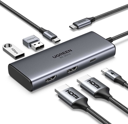 Good price Revodok 206 Docking Station 6 in 1 USB C Dock Dual HDMI-4K@60Hz Single 8K@30Hz 100W PD 5Gbps Data Ports USB C Hub online