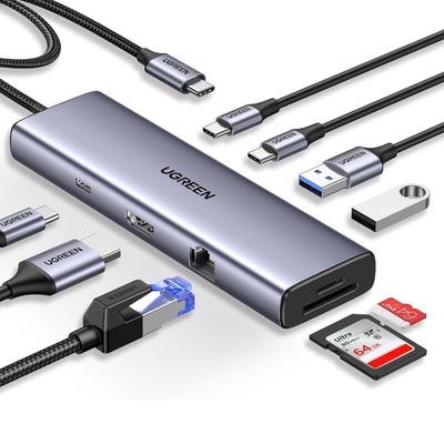 Buon prezzo Revodok 9 in 1 USB C Hub Gigabit Ethernet Adapter 100W PD Carica,Port dati USB A&C, lettore di schede SD/TF in linea