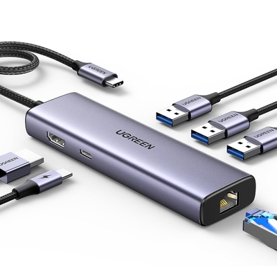Good price Revodok 6 in 1 USB C Hub Gigabit Ethernet Adapter with 4K-HDMI, 100W PD Charging, USB A Data Ports online