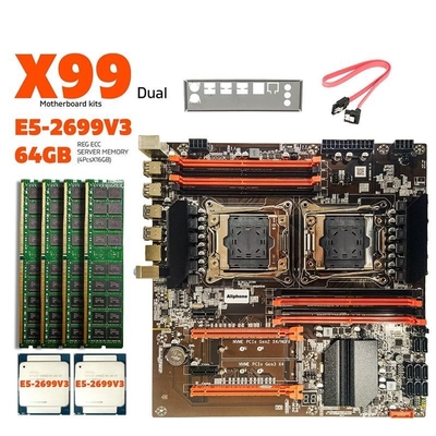 Good price Customized X99 Motherboard With LGA 2011-3 XEON E5 2699V3 *2 CPU With 4*16GB = 64GB DDR4 2133MHz server memory combo kit online