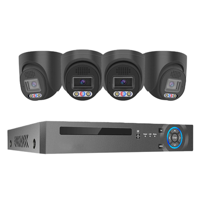 Good price Customized  4 Channel 8MP Red and Blue Light Alarm Outdoor Home PoE NVR Kit Cctv Ip Cameras Surveillance Security Camera System online